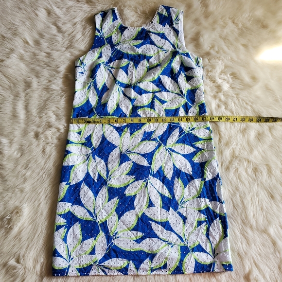 Draper James Eyelet Shift Dress in Sapphire Blue Print Size 2 NWT - Picture 12 of 13